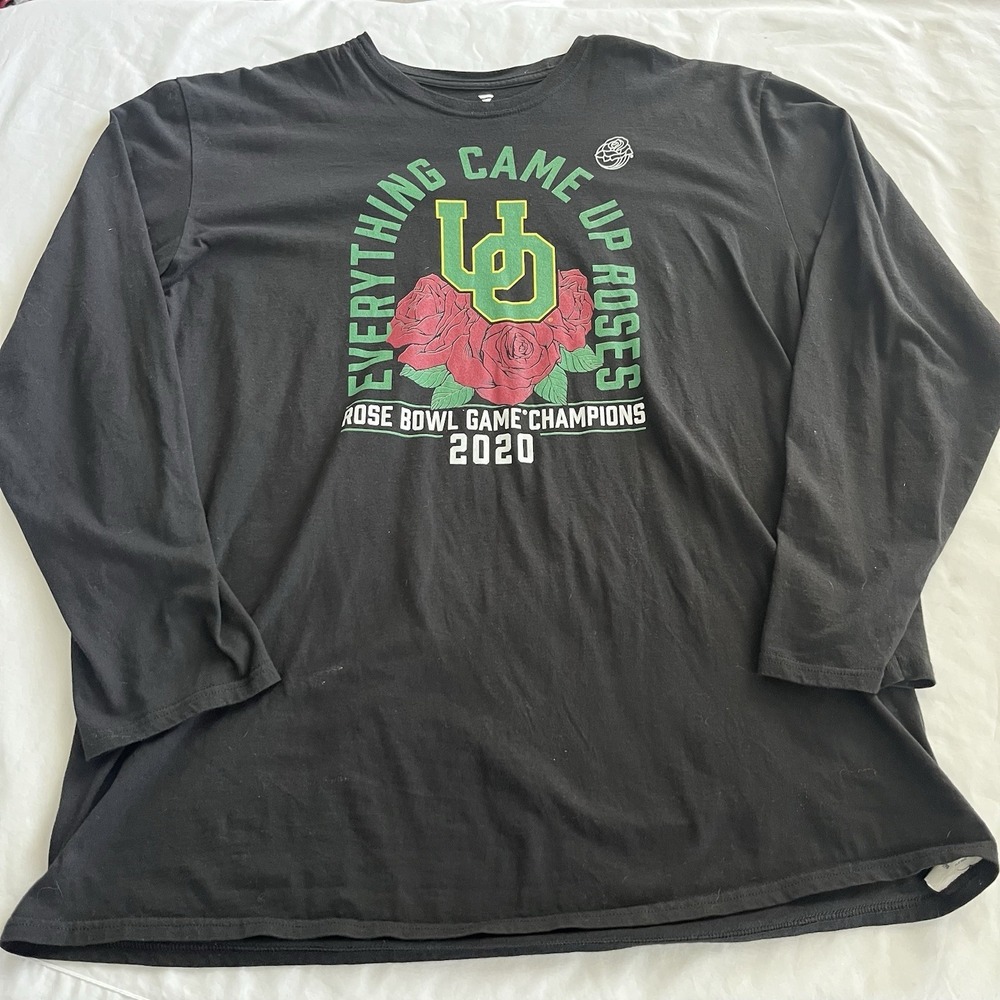 Oregon Ducks Rose Bowl Champs Shirt Size 2XL Black Long Sleeve NCAA Football